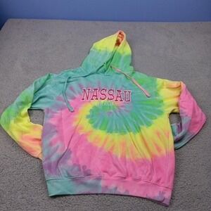 Nassau Bahamas Hoodie Womens M Tie Dye Pullover Souvenir Beach Tropical Vivid